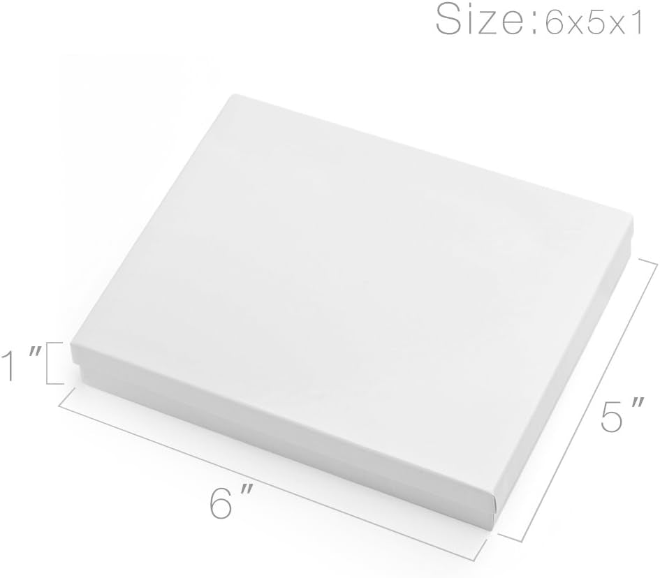 White 42PC Jewelry Gift Boxes with Lids, 6X5X1 Cotton Filled Glossy Jewelry Boxes, Necklace Gift Box, Bracelet Gift Box, Earring Box, Bulk Jewelry Boxes for Shipping, Small Business