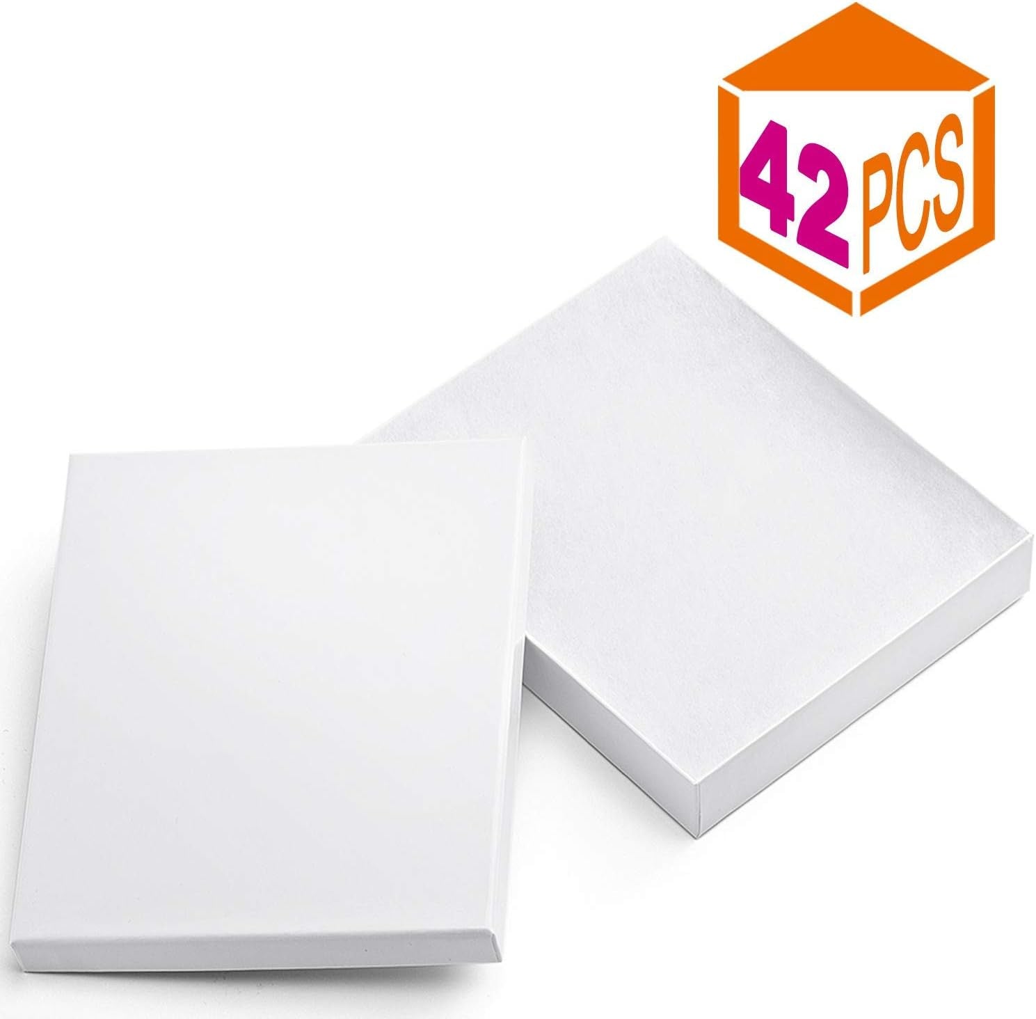 White 42PC Jewelry Gift Boxes with Lids, 6X5X1 Cotton Filled Glossy Jewelry Boxes, Necklace Gift Box, Bracelet Gift Box, Earring Box, Bulk Jewelry Boxes for Shipping, Small Business